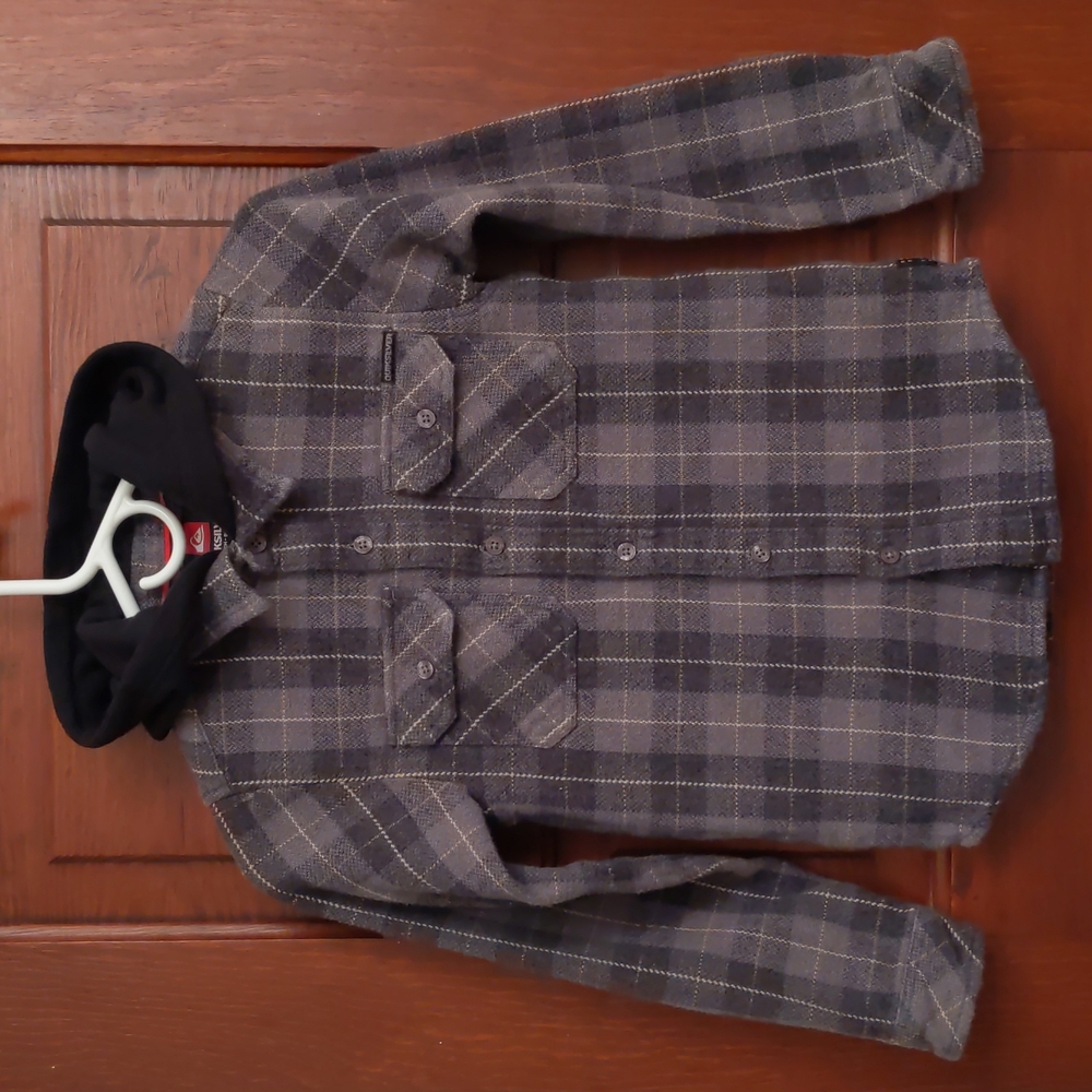 Quicksilver Hooded Flannel Button Up Shirt Jacket